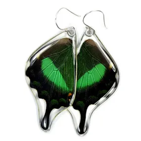 Butterfly Earrings, Emerald Swallowtail, Bottom Wings