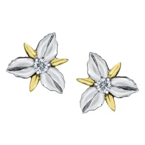 Canadian Diamond Ontario Trillium Flower Stud Earrings