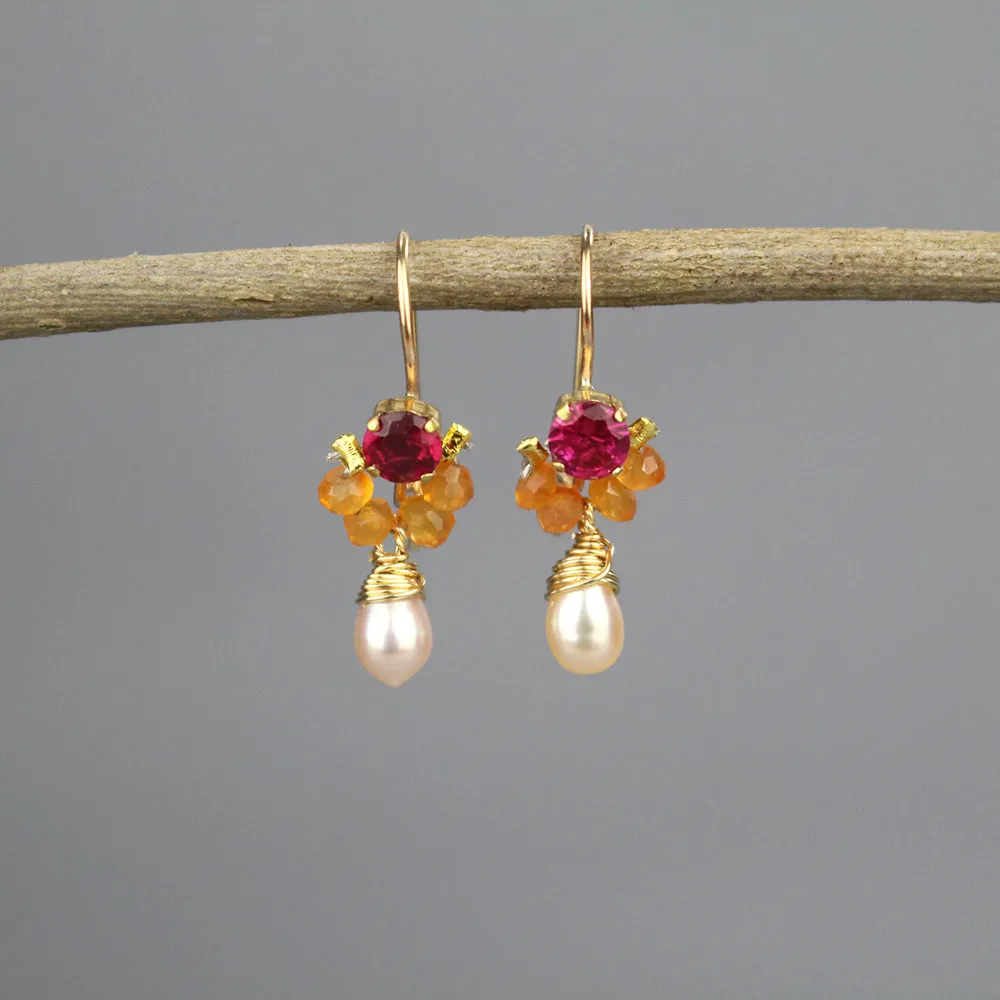 Carnelian Pearl Petite Dancer Earrings