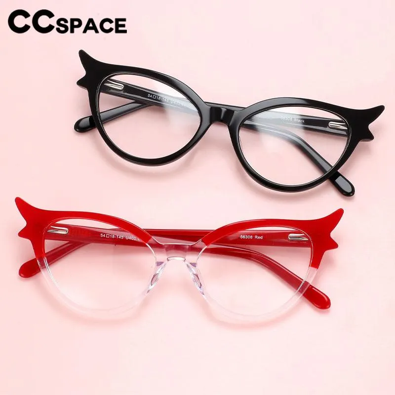 CCspace Women's Full Rim Oval Cat Eye Acetate Hyperopic Reading Glasses R56308