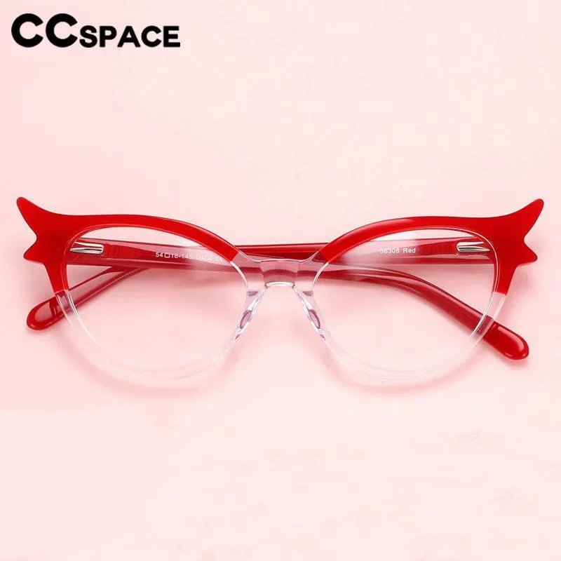 CCspace Women's Full Rim Oval Cat Eye Acetate Hyperopic Reading Glasses R56308