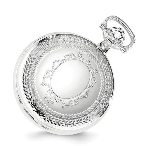 Charles Hubert Chrome-Finish Oval Design Pocket Watch - Engravable