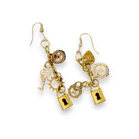 Charming Gears Locket Hanging Earrings