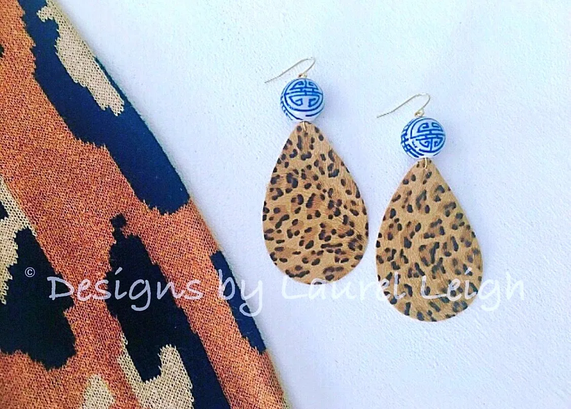 Chinoiserie Light Leopard Print Earrings