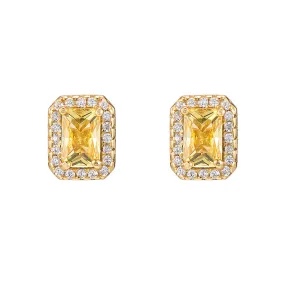 Citrine and CZ Stud Earrings