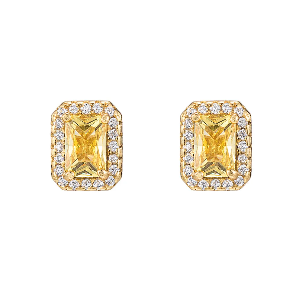 Citrine and CZ Stud Earrings