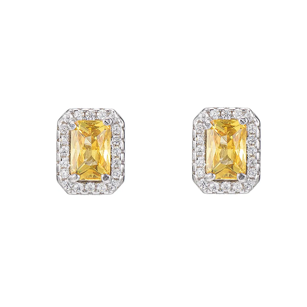 Citrine and CZ Stud Earrings