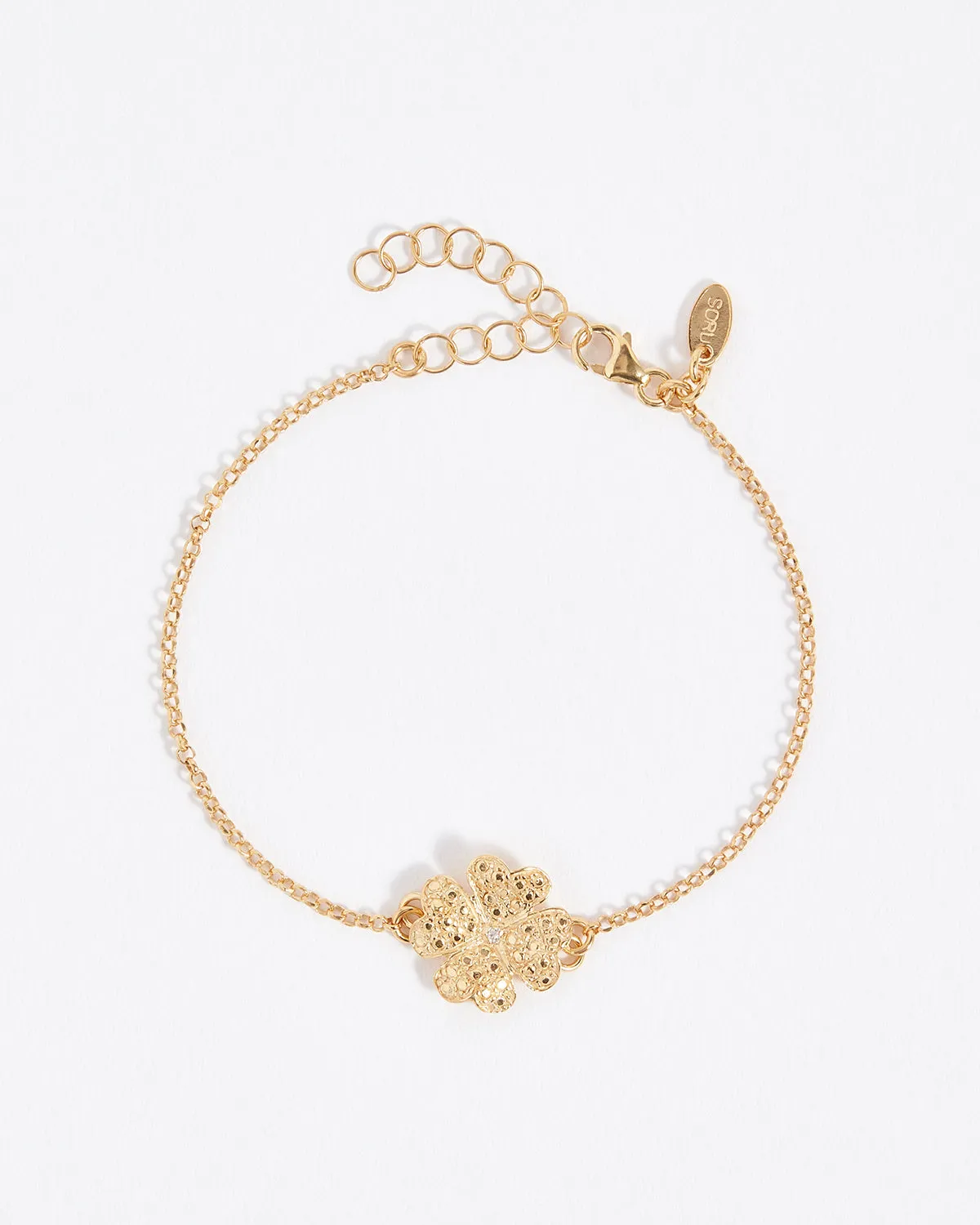 Clover Solid Gold & Diamond Bracelet, 9k Gold