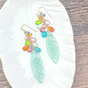 Colorful Carved Chalcedony Earrings