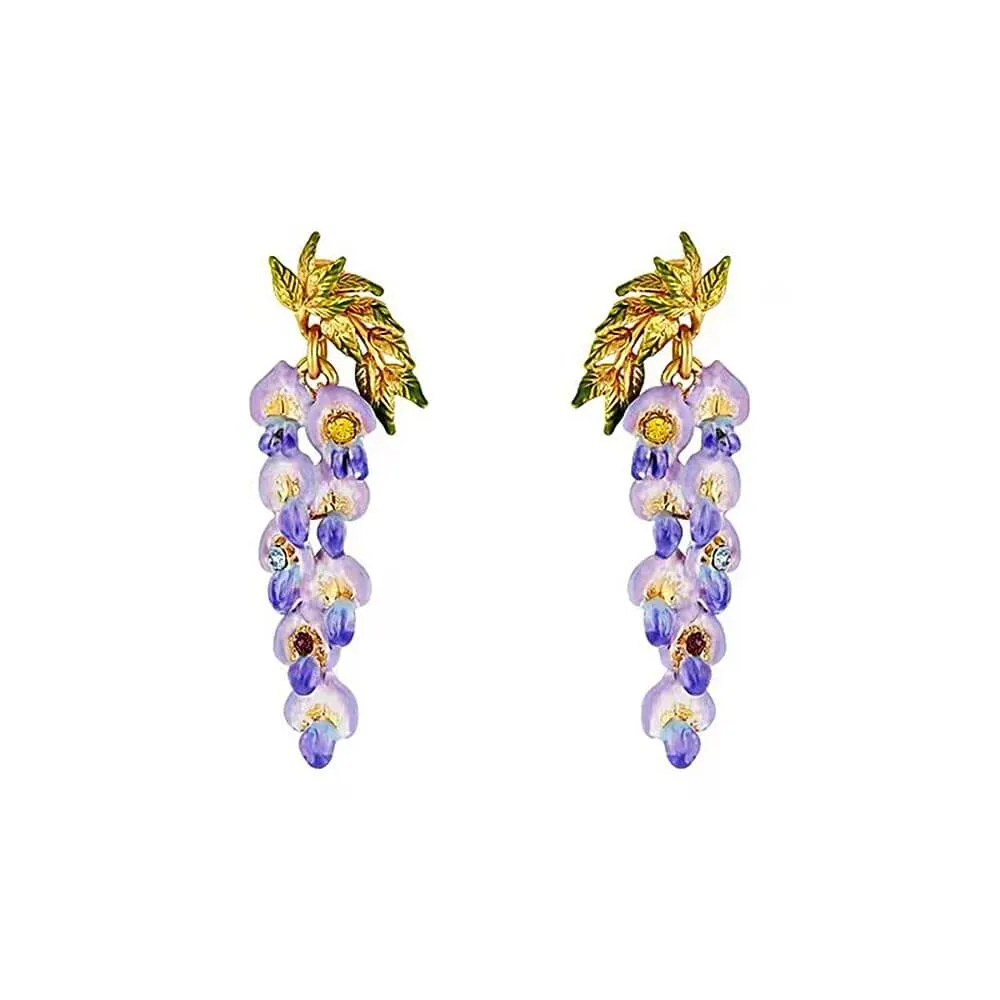 Copper Wisteria Flower Earrings