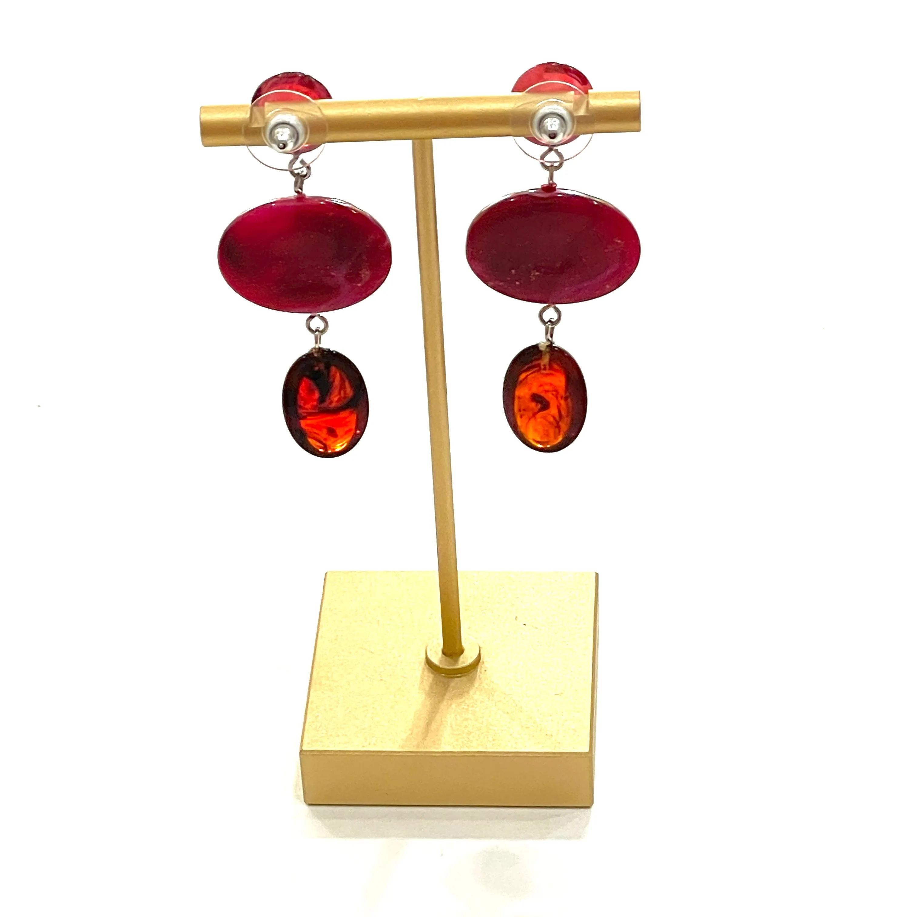 Cranberry & Marbled Red Trinket Earrings