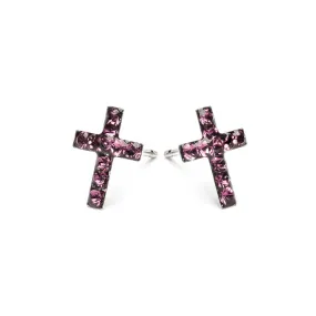 Cross February Birthstone Earrings