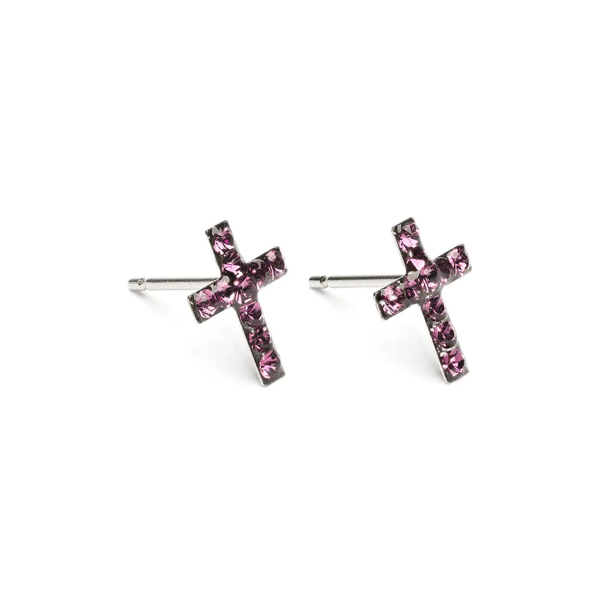 Cross February Birthstone Earrings