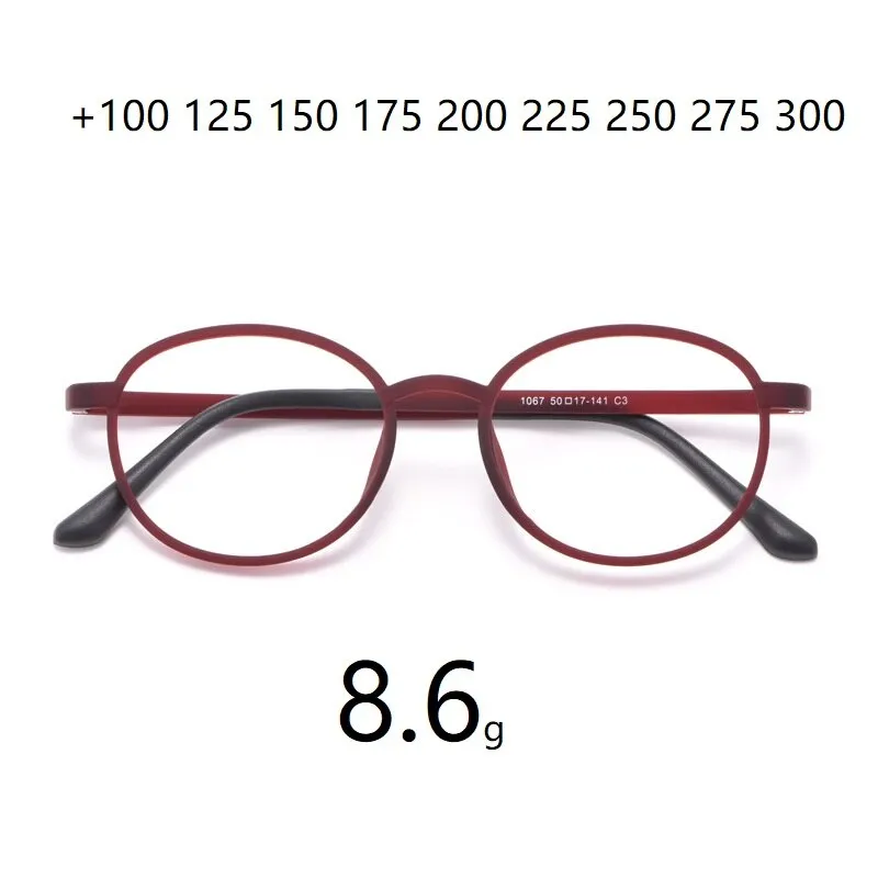 Cubojue Unisex Full Rim Round Tr 90 Titanium Myopic Reading Glasses 1067