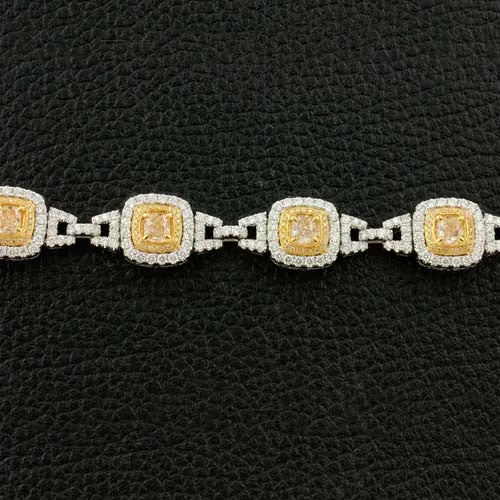 Cushion cut Yellow Diamond Bracelet