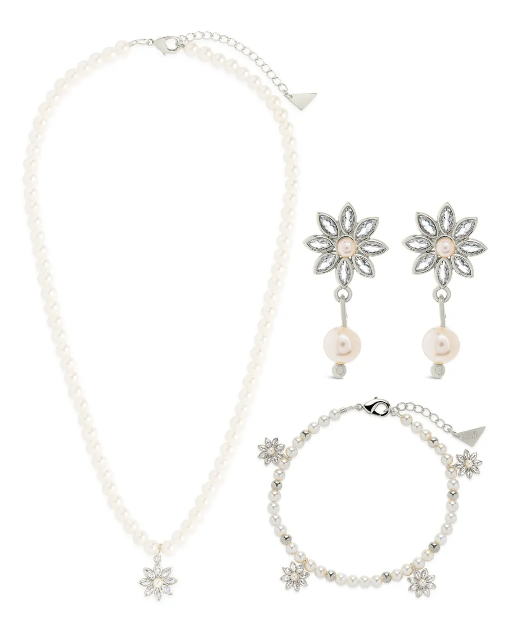 CZ & Pearl Blossom Matching Set