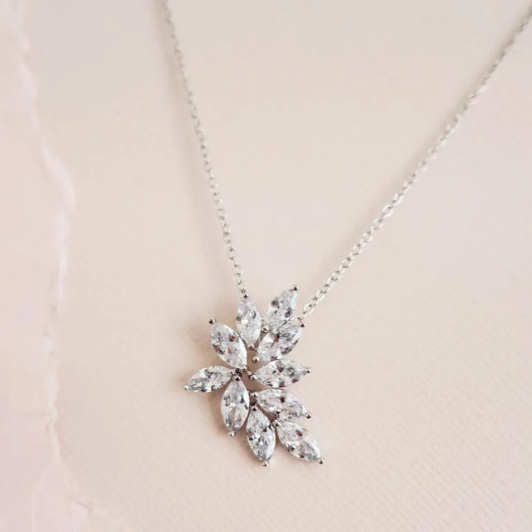 CZ Marquise Leaf Pendant Necklace