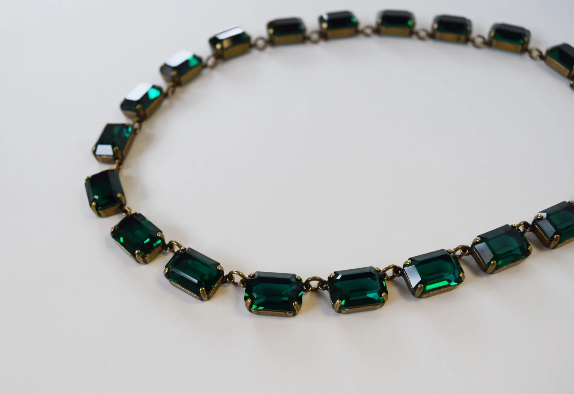 Dark Green Swarovski Collet Necklace - Medium Octagon