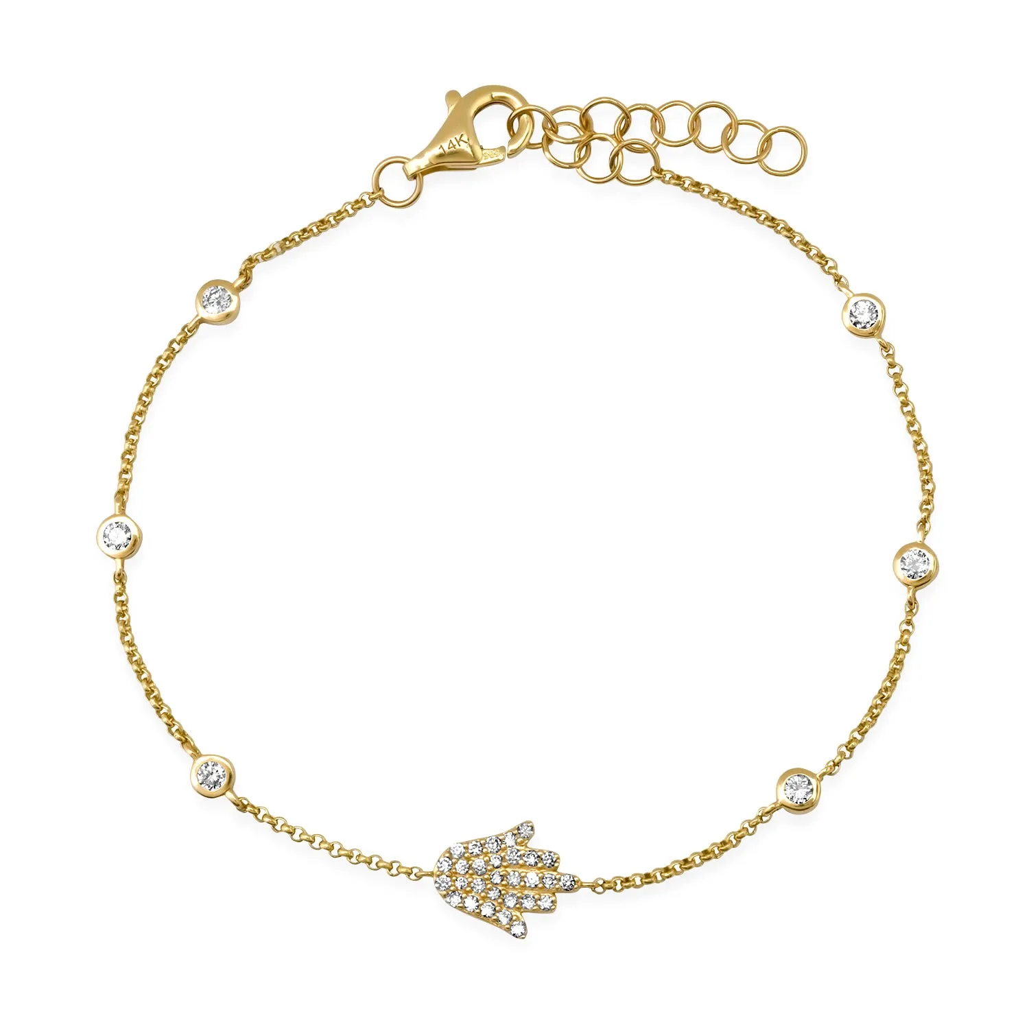 Delicate Diamond Hamsa Protection Bracelet