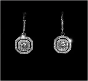 Dena Double Halo Octogon Drop Earrings | 1.75ct