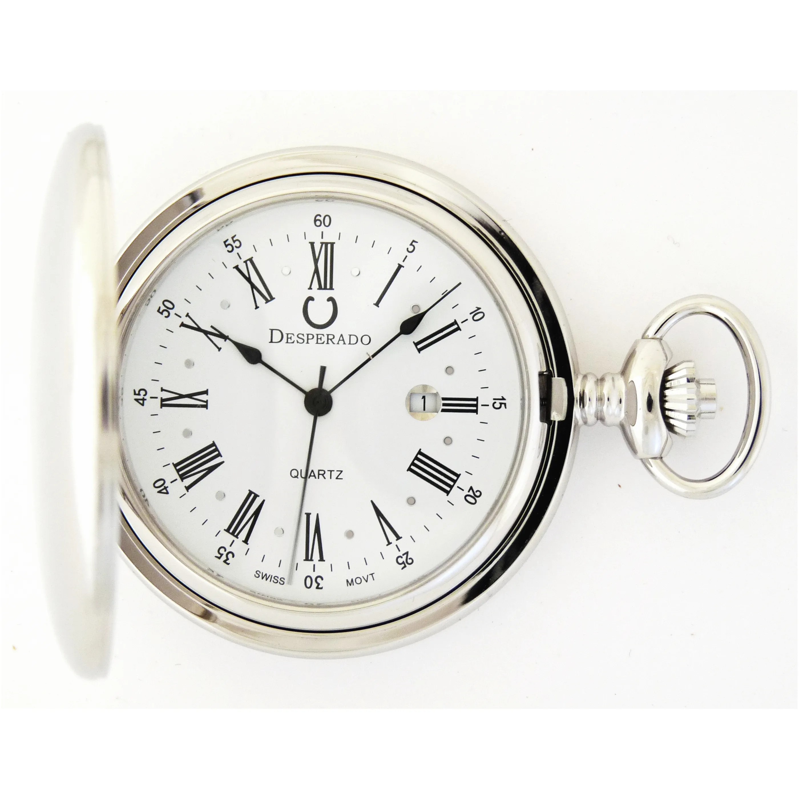 Desperado 740W “Jefferson” Chrome Plated Swiss Quartz Pocket Watch