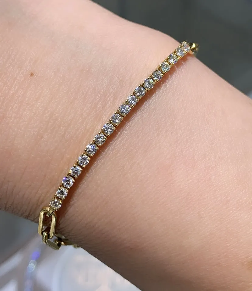 Diamond and Gold Link & Tennis Line Bracelet