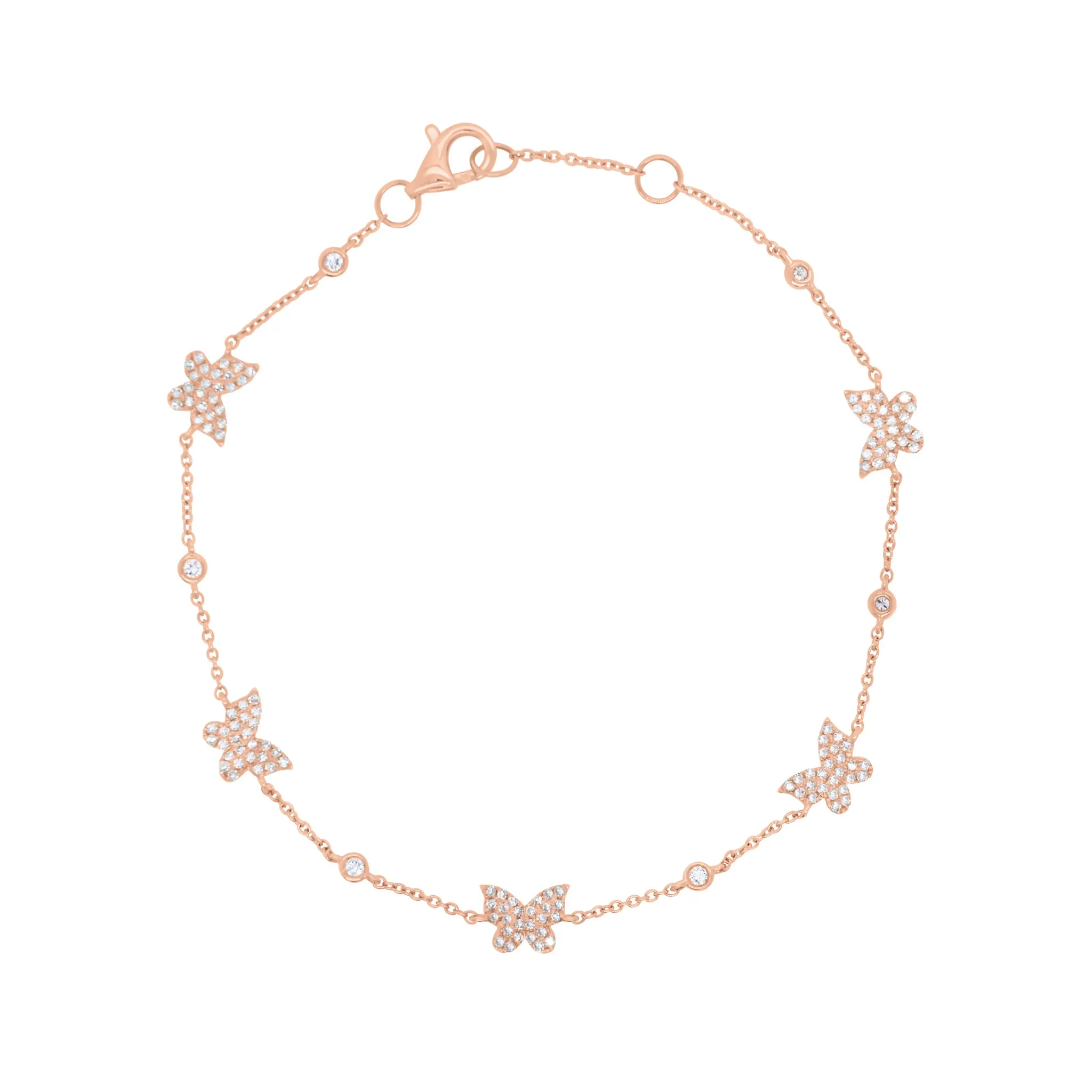 Diamond Butterflies Cable Chain Bracelet