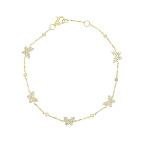 Diamond Butterflies Cable Chain Bracelet