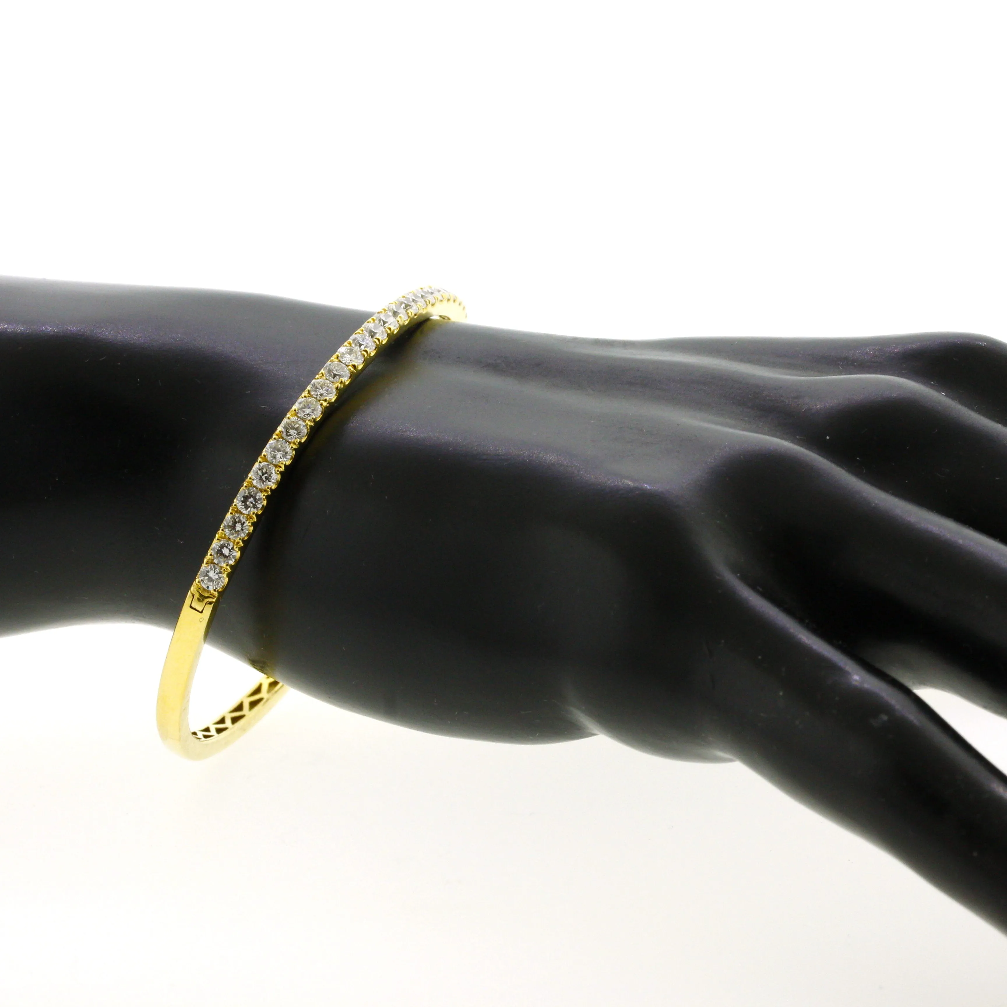 Diamond Half-Eternity Gold Bangle Bracelet