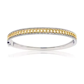 Diamond Rails & Link Style Bangle Bracelet