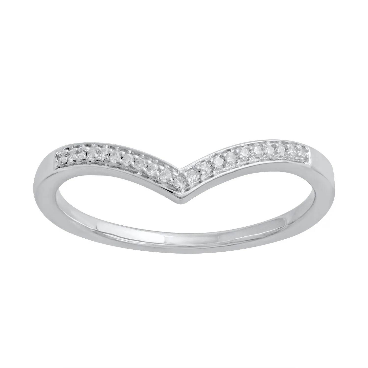 Diamond V-Shape Stackable Dress Ring in 9ct White Gold