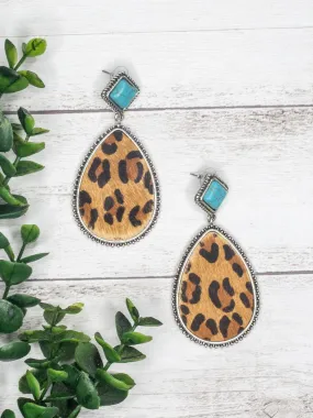 Diva Like Dolly Leopard Teardrop Stud Earrings