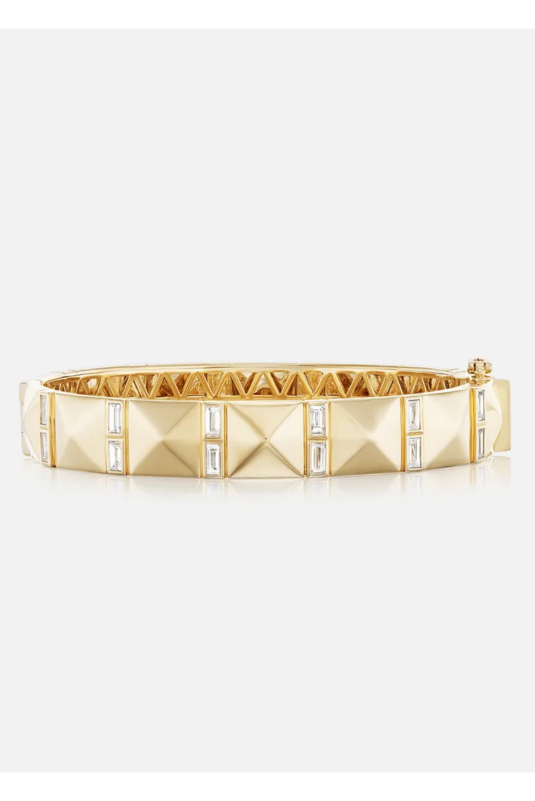 Double Baguette Stud Bangle