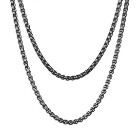 Double Layered Box Chain Necklace - Silver 3mm