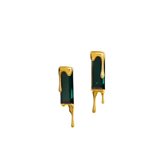 Dripping Gemstone Earrings Gold in various gemstones