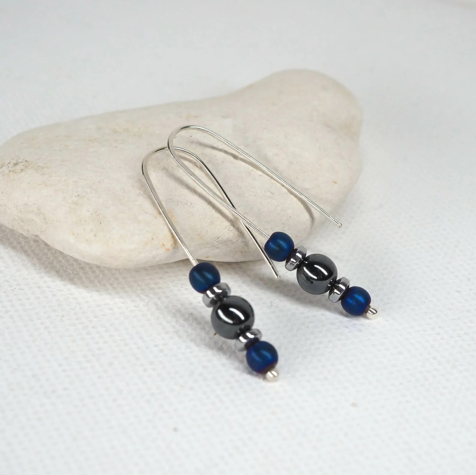 Drop Earrings - Hematite and Silver