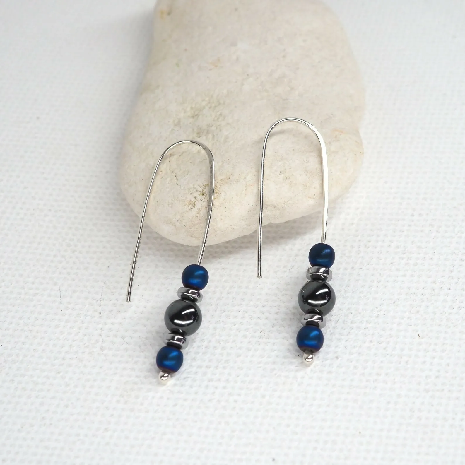 Drop Earrings - Hematite and Silver