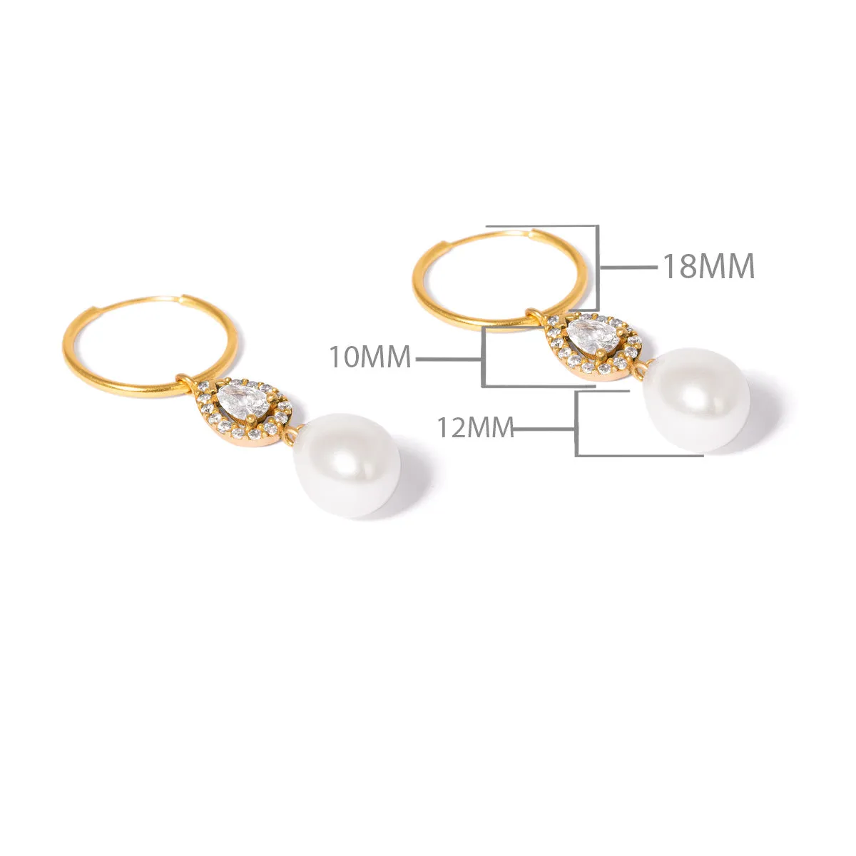 Drop Tear and Pearl Hoop Earring