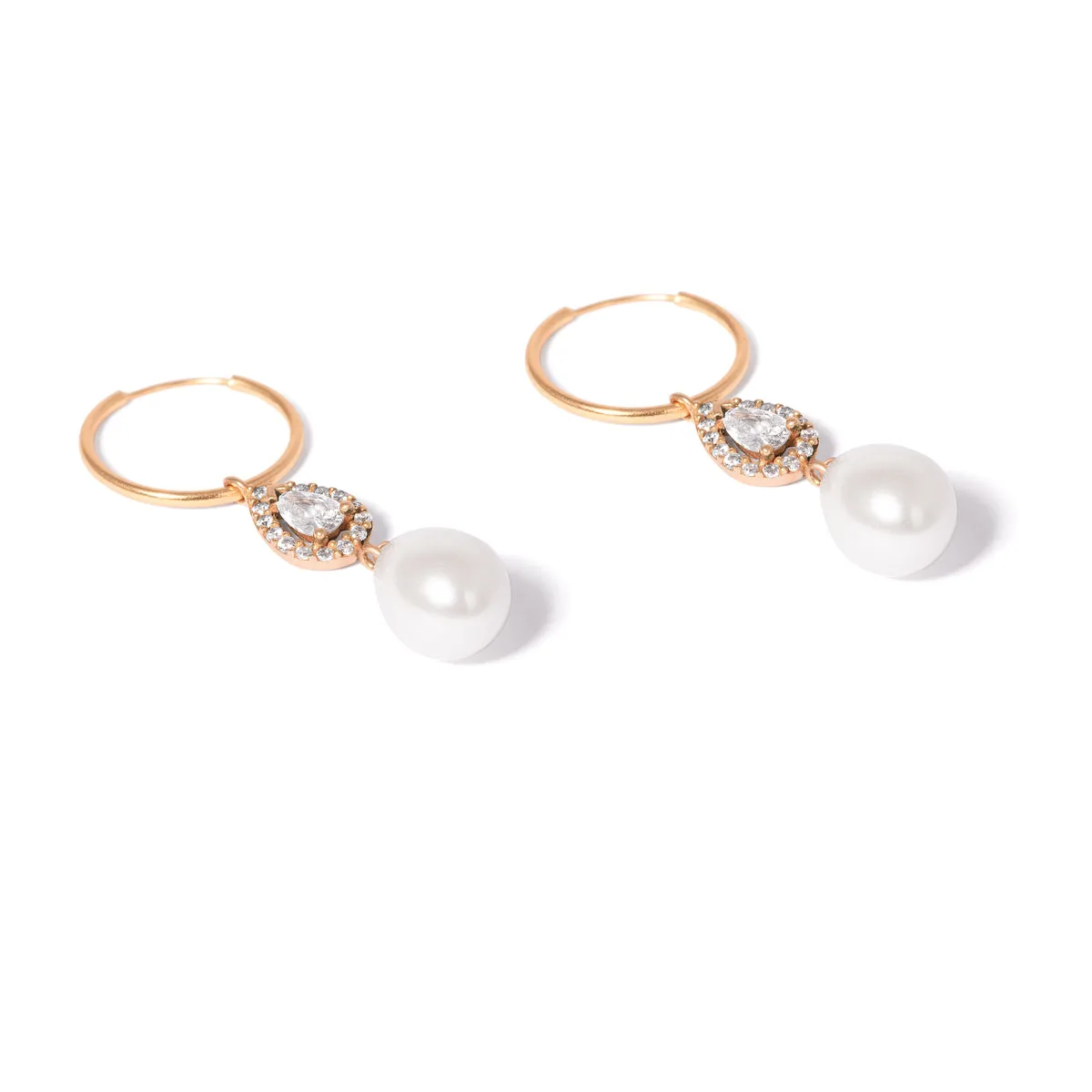 Drop Tear and Pearl Hoop Earring