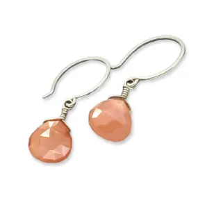 Earrings - Dusk Peach Moonstone Gemstone Drops Sterling by Foamy Wader