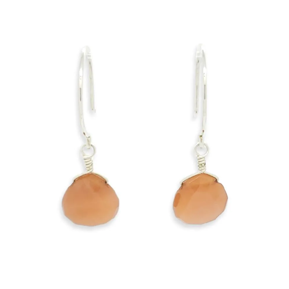 Earrings - Dusk Peach Moonstone Gemstone Drops Sterling by Foamy Wader