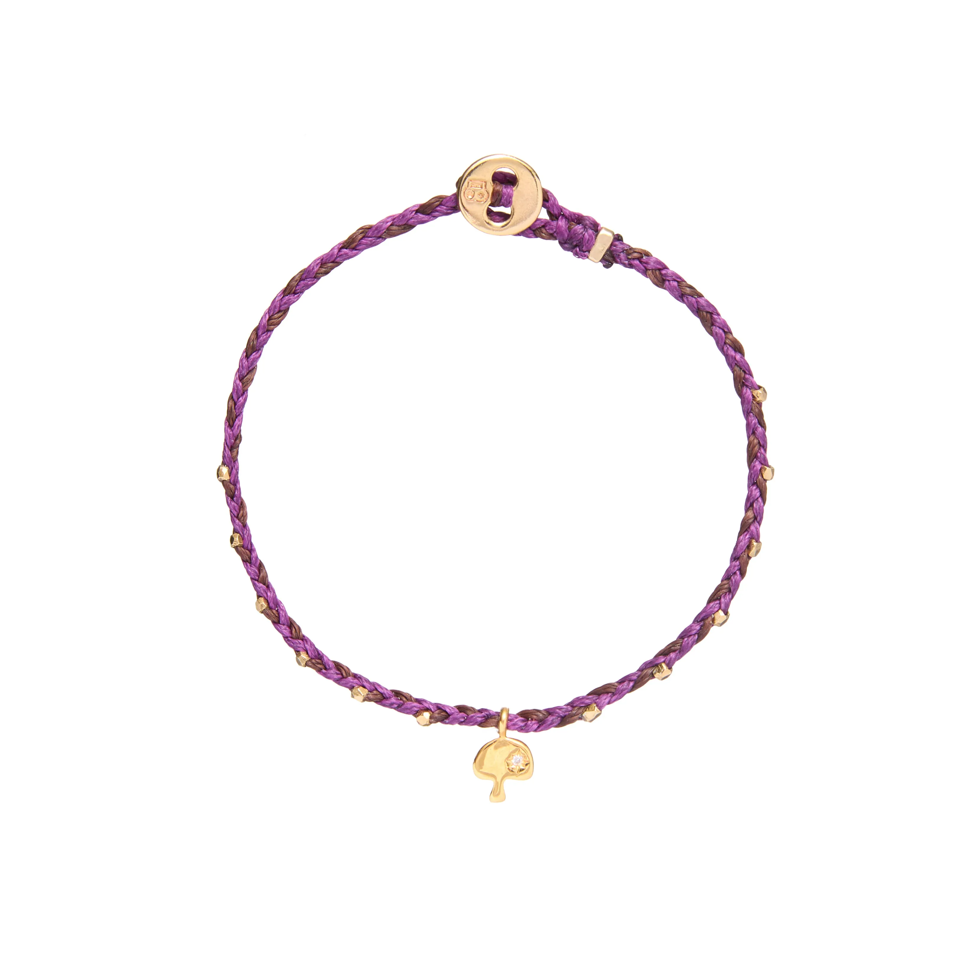 Easygoing Diamond Shroom Charm Bracelet in Aubergine Fleck