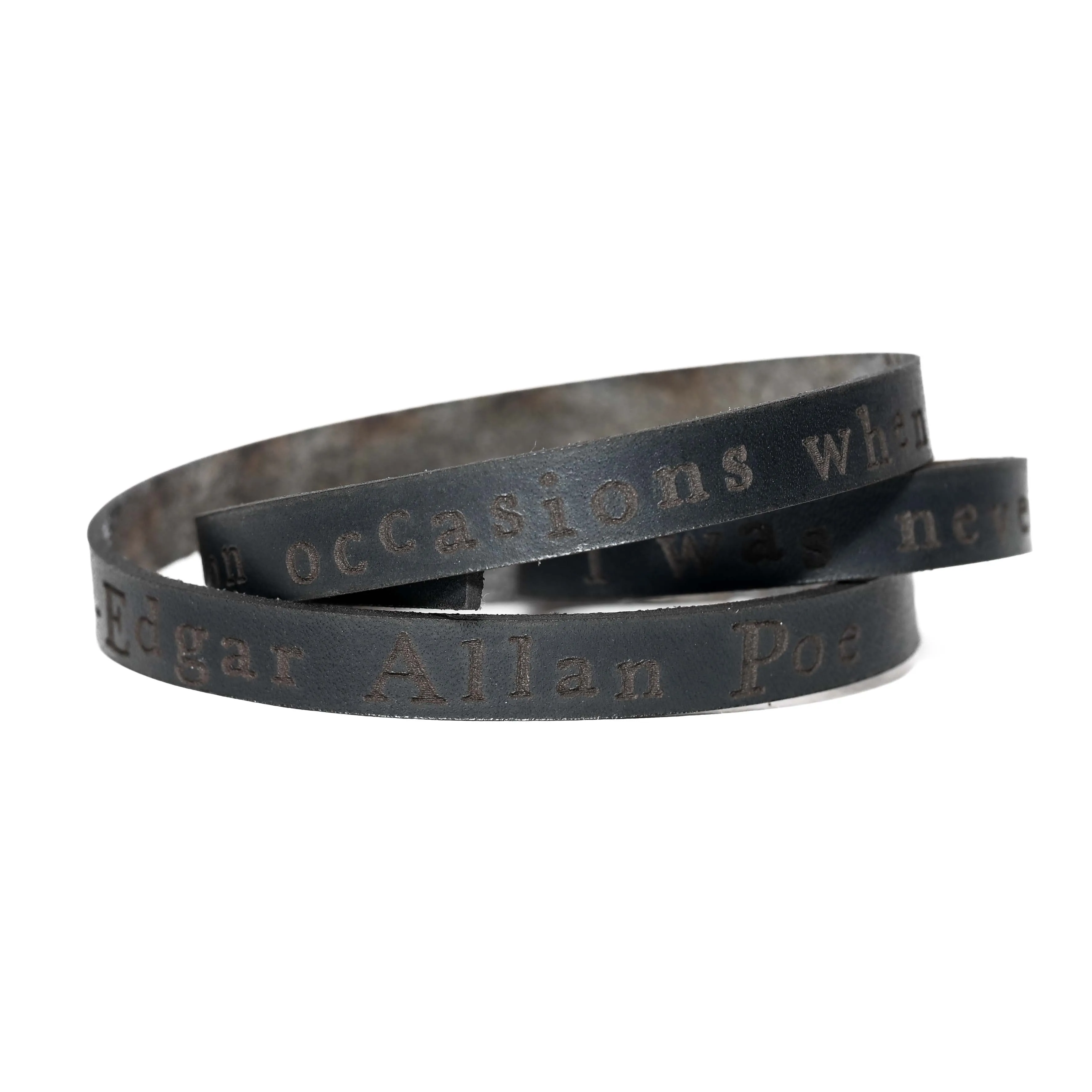 Edgar Allan Poe Leather Quote Bracelet