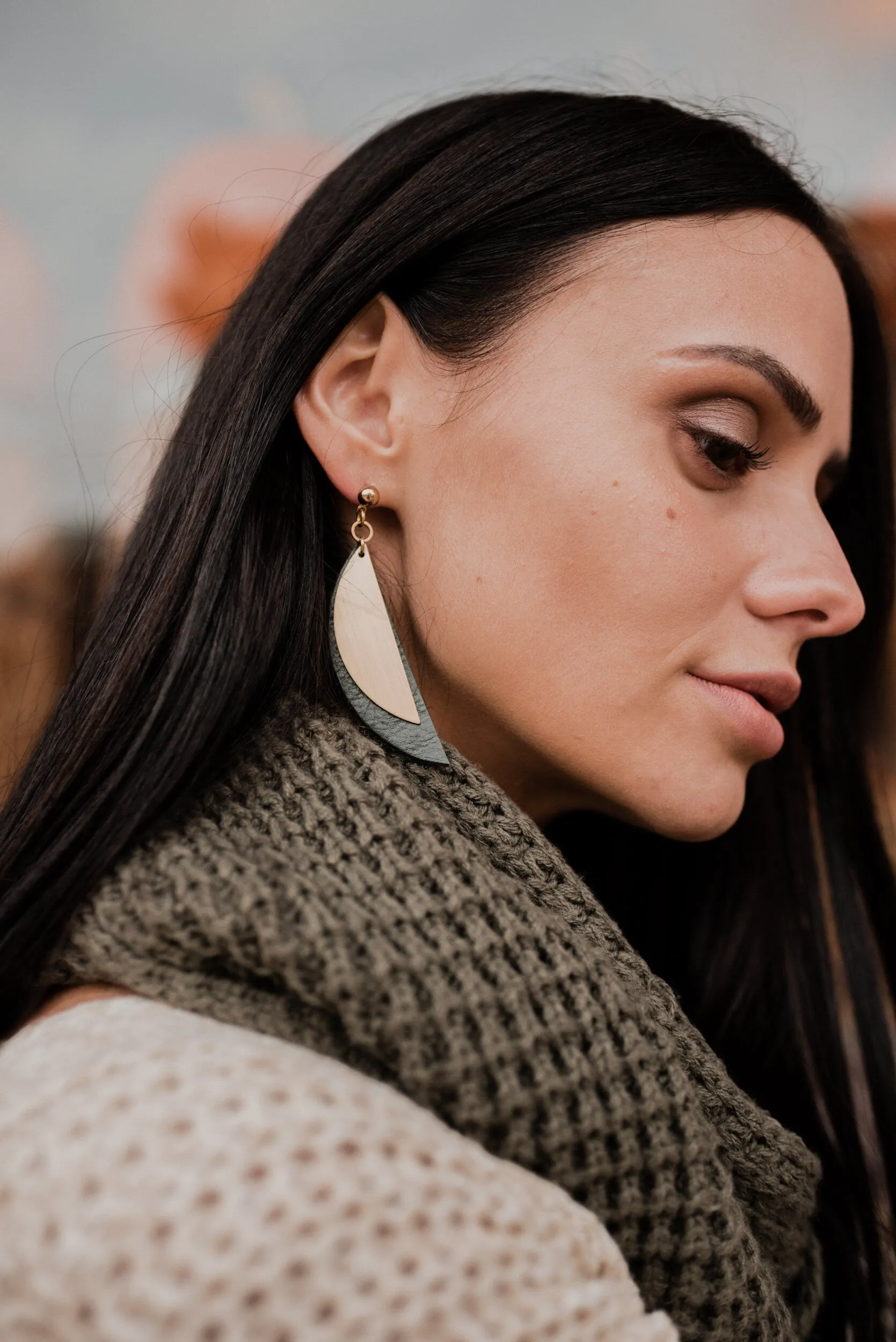 Edgy Earrings - Modernist Half Moon Big Stud Earrings