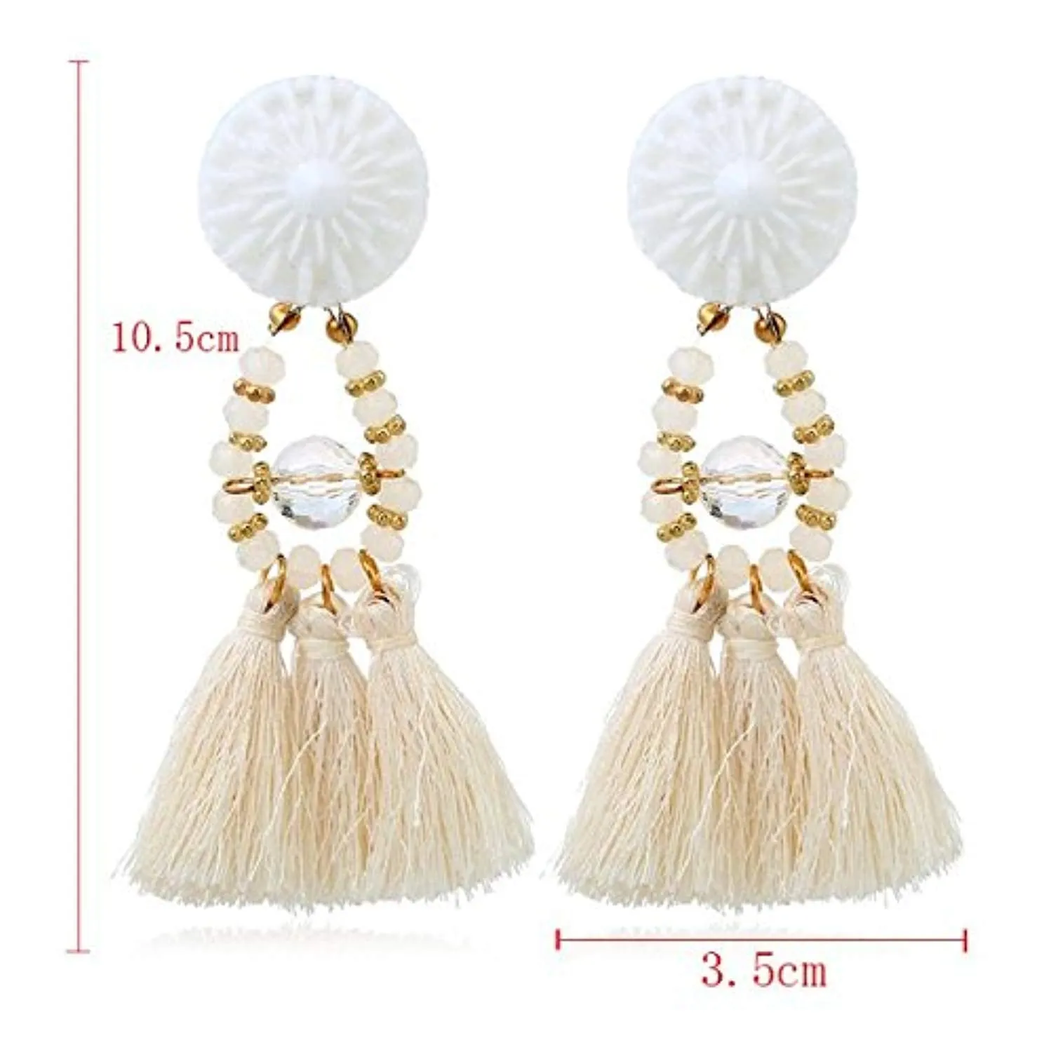 Electomania White Cortex Bohemian Tassel Fancy Earrings for Women