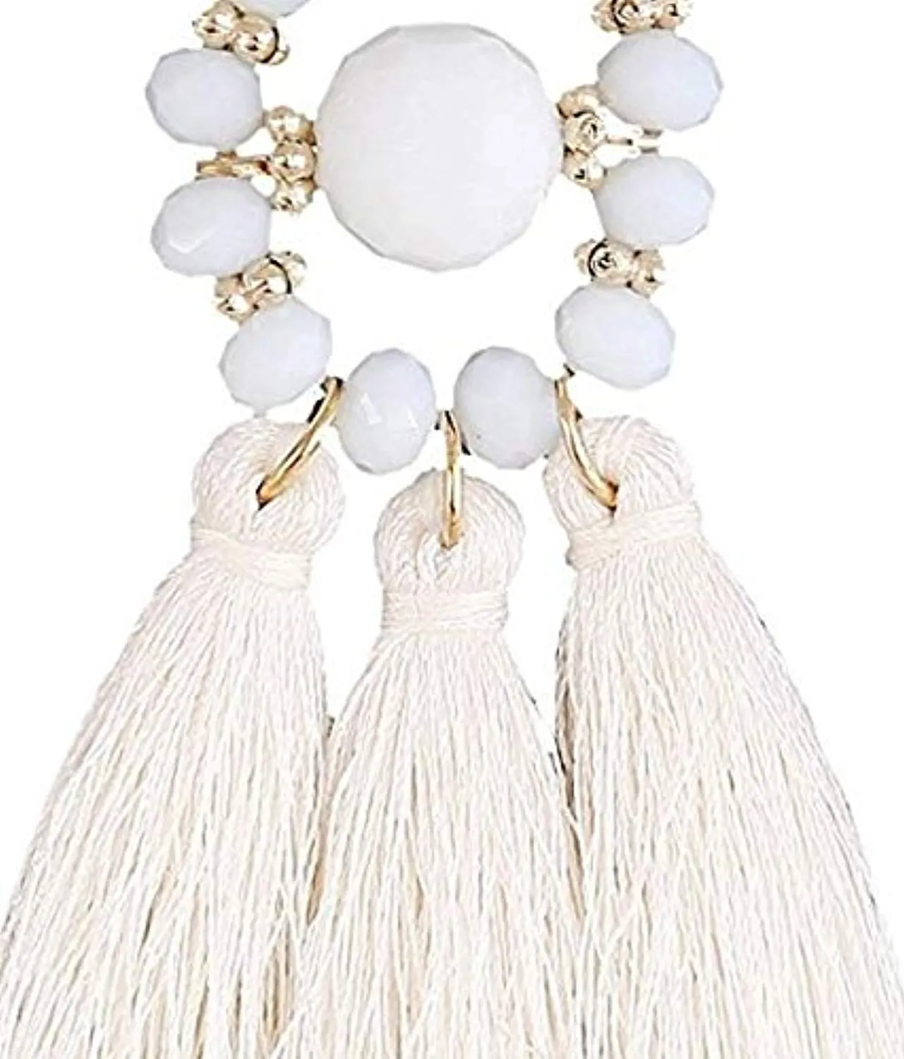 Electomania White Cortex Bohemian Tassel Fancy Earrings for Women