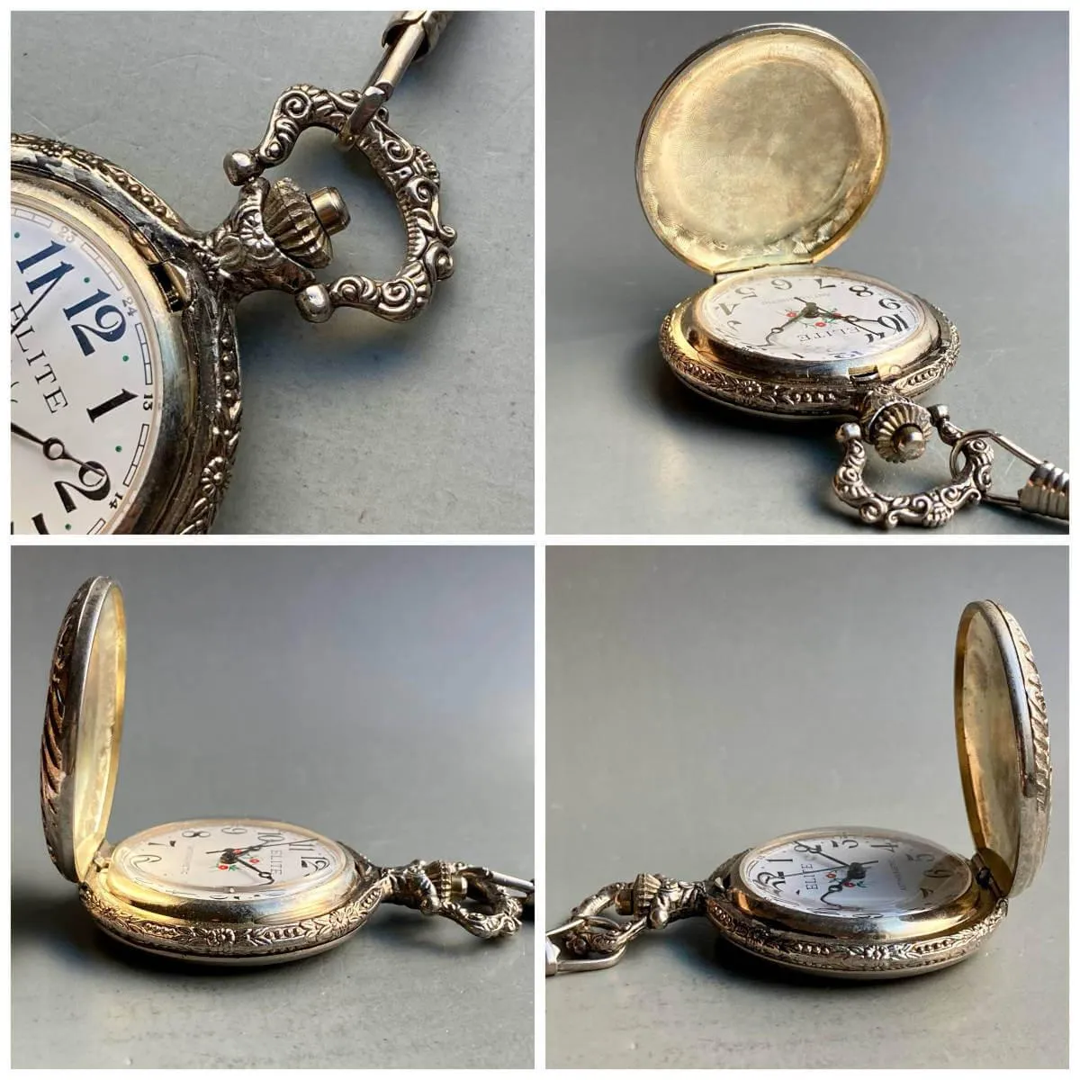 Elite Pocket Watch Antique Manual Hunter Case 45mm