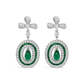 Emerald & Diamond Estate Earrings