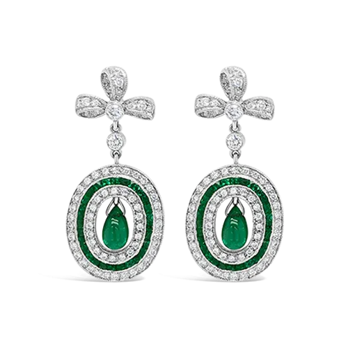 Emerald & Diamond Estate Earrings