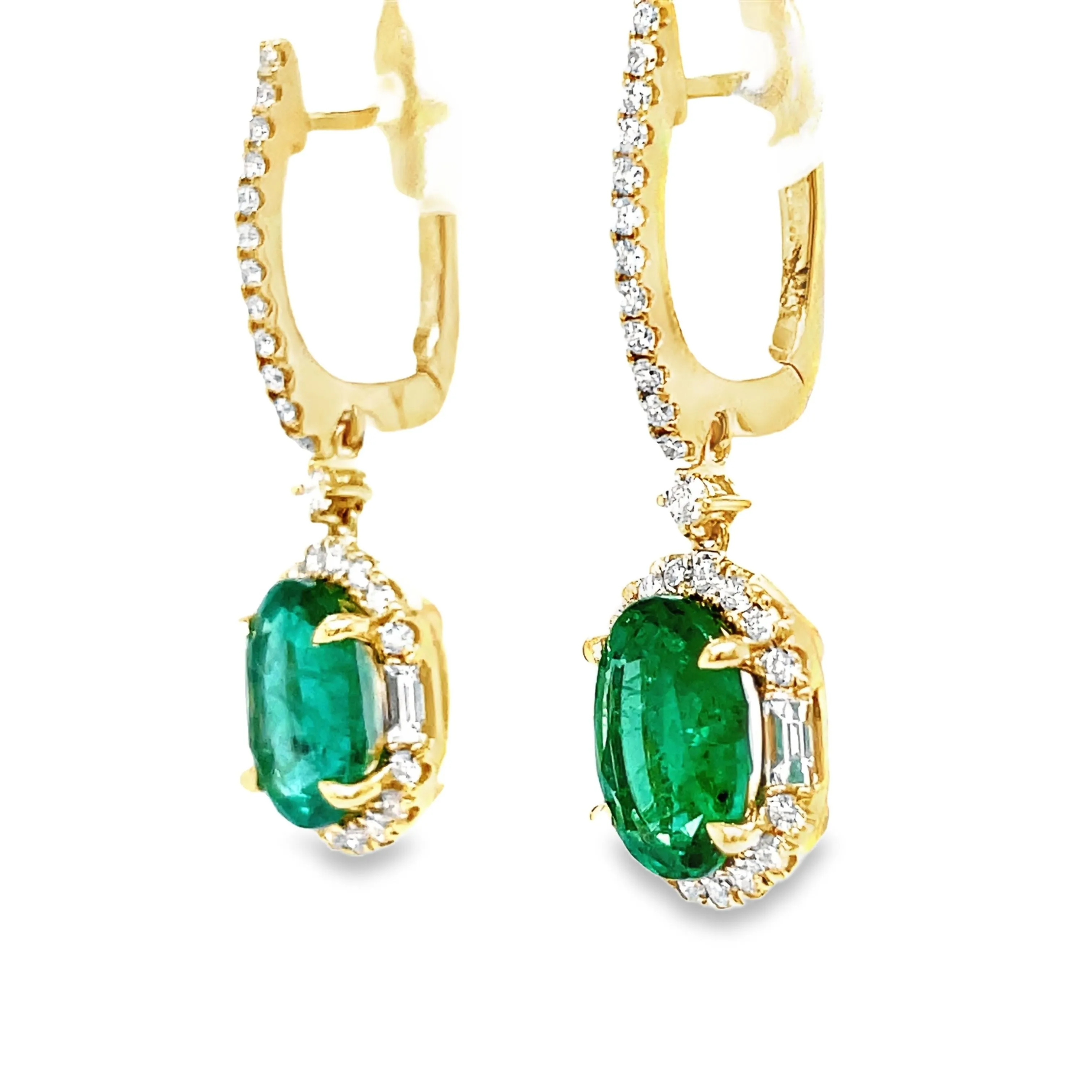 Emerald and Diamond Drop Earrings